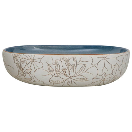 Countertop Basin Sand and Blue Oval 23.2x15.7x5.5" Ceramic