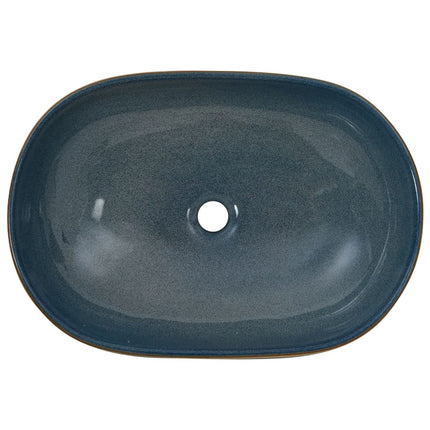 Countertop Basin Sand and Blue Oval 23.2x15.7x5.5" Ceramic