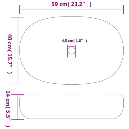 Countertop Basin Sand and Blue Oval 23.2x15.7x5.5" Ceramic