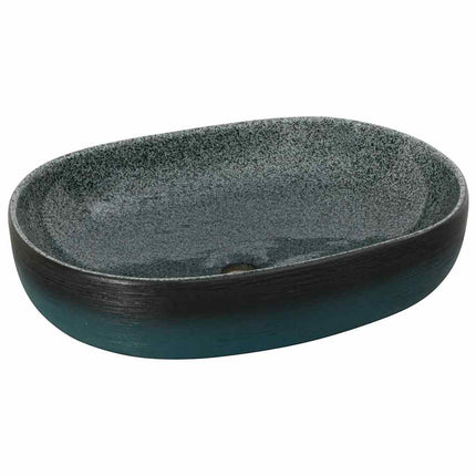 Countertop Basin Turquoise Oval 23.2x15.7x5.5" Ceramic