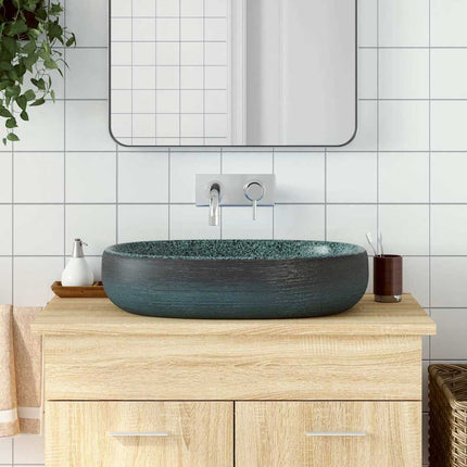 Countertop Basin Turquoise Oval 23.2x15.7x5.5" Ceramic