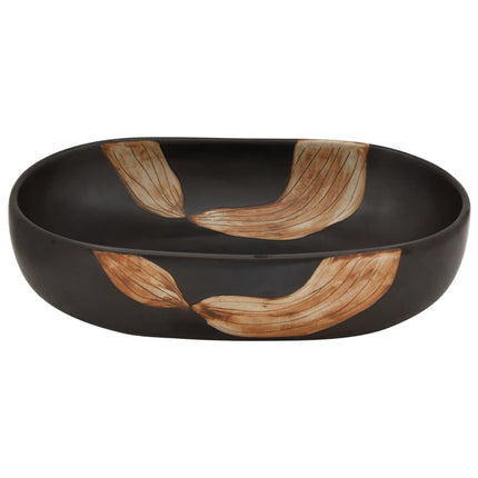 Countertop Basin Black Oval 23.2x15.7x5.5" Ceramic