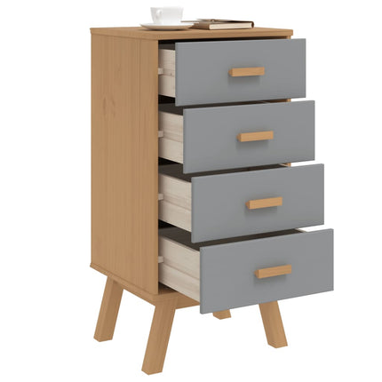 Bedside Cabinet OLDEN Gray and Brown Solid Wood Pine