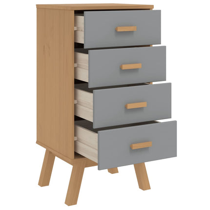 Bedside Cabinet OLDEN Gray and Brown Solid Wood Pine