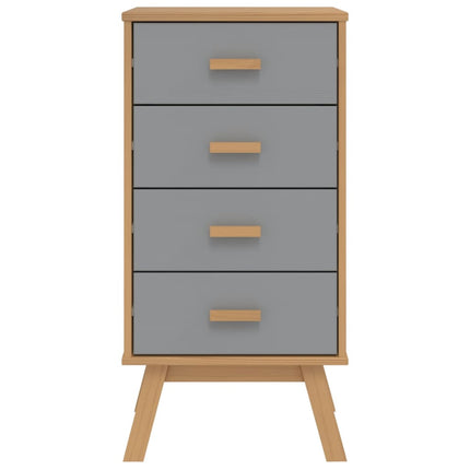 Bedside Cabinet OLDEN Gray and Brown Solid Wood Pine