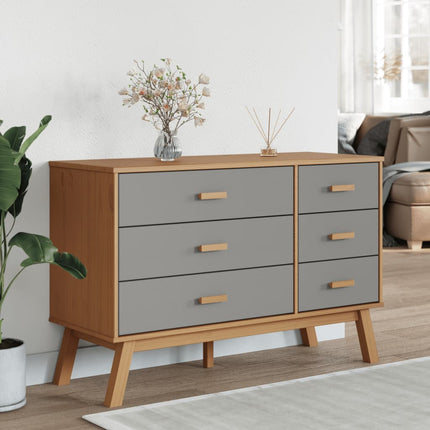 Drawer Cabinet OLDEN Gray and Brown Solid Wood Pine
