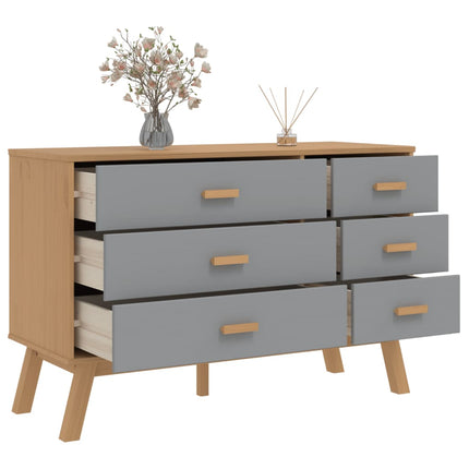 Drawer Cabinet OLDEN Gray and Brown Solid Wood Pine