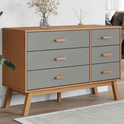 Drawer Cabinet OLDEN Gray and Brown Solid Wood Pine