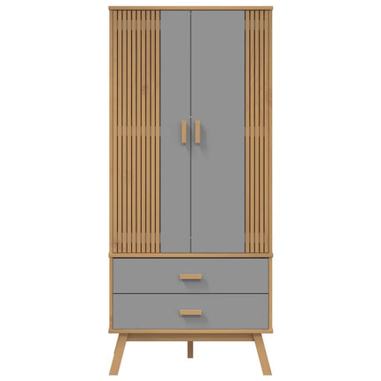 Wardrobe OLDEN Gray and Brown 30.1"x20.9"x67.7" Solid Wood Pine