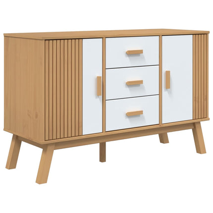 Sideboard OLDEN White and Brown 44.9"x16.9"x28.9" Solid Wood Pine