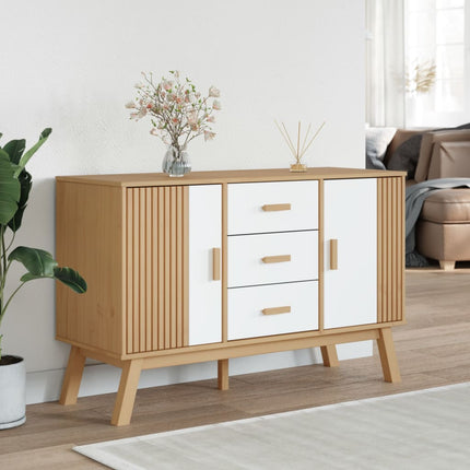 Sideboard OLDEN White and Brown 44.9"x16.9"x28.9" Solid Wood Pine