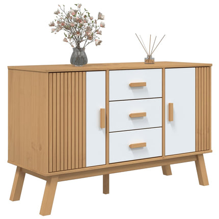 Sideboard OLDEN White and Brown 44.9"x16.9"x28.9" Solid Wood Pine
