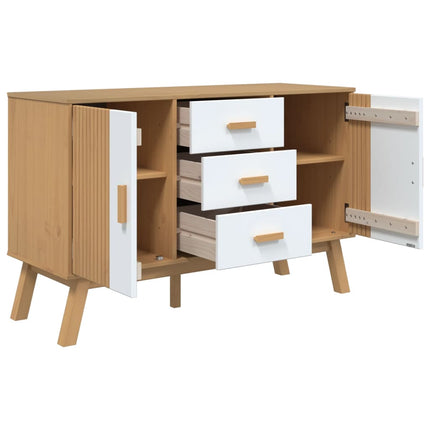 Sideboard OLDEN White and Brown 44.9"x16.9"x28.9" Solid Wood Pine