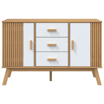Sideboard OLDEN White and Brown 44.9"x16.9"x28.9" Solid Wood Pine