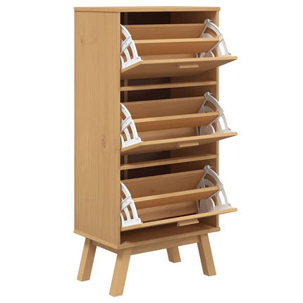 Shoe Cabinet OLDEN Brown 21.7"x13.8"x47.2" Solid Wood Pine
