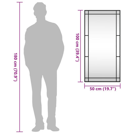 Wall Mirror Black 19.7"x39.4" Rectangle Iron