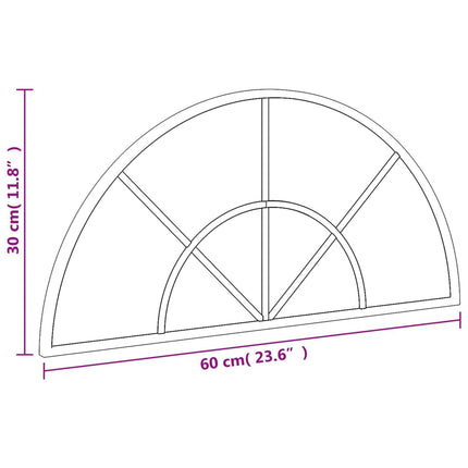 Wall Mirror Black 23.6"x11.8" Arch Iron