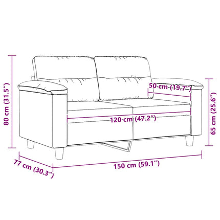 2-Seater Sofa Dark Gray 47.2" Microfiber Fabric