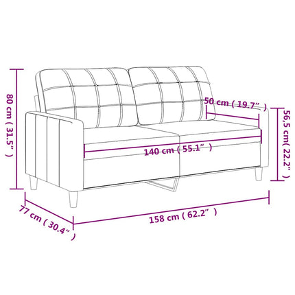 2-Seater Sofa Black 55.1" Fabric