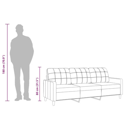 3-Seater Sofa Black 70.9" Fabric