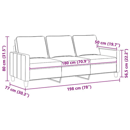 3-Seater Sofa Black 70.9" Fabric