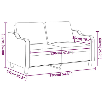 2-Seater Sofa Black 47.2" Fabric
