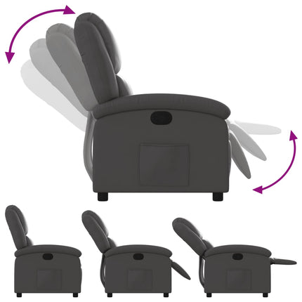 Recliner Chair Grey Real Leather