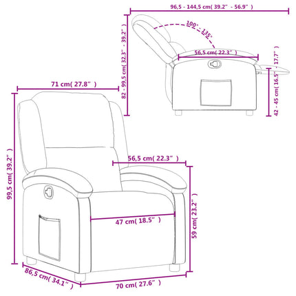 Recliner Chair Grey Real Leather