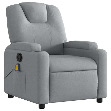 Massage Recliner Chair Light Gray Fabric
