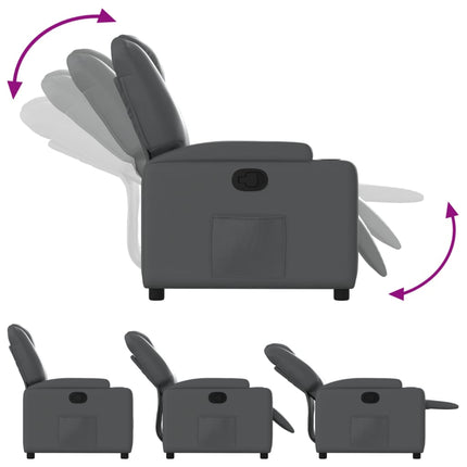 Recliner Chair Grey Faux Leather