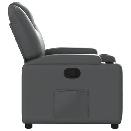 Recliner Chair Grey Faux Leather