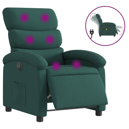 Electric Massage Recliner Chair Dark Green Fabric