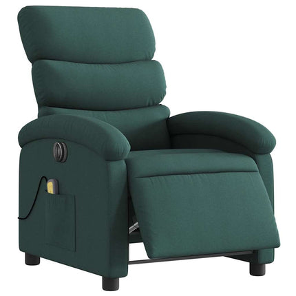 Electric Massage Recliner Chair Dark Green Fabric
