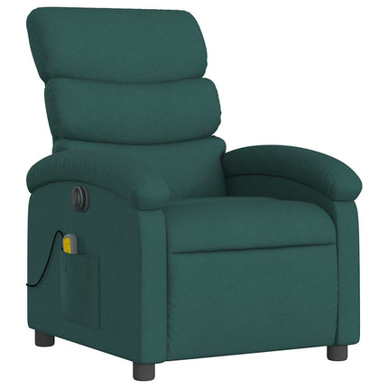 Electric Massage Recliner Chair Dark Green Fabric