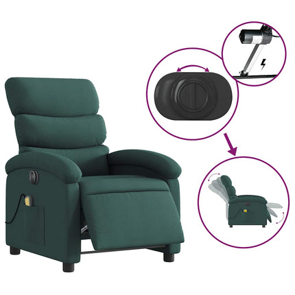 Electric Massage Recliner Chair Dark Green Fabric