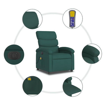 Electric Massage Recliner Chair Dark Green Fabric