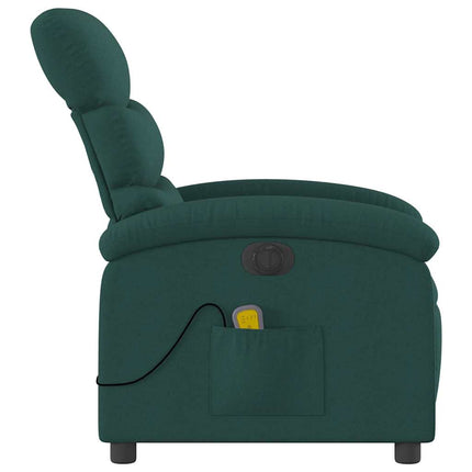 Electric Massage Recliner Chair Dark Green Fabric