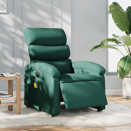 Electric Massage Recliner Chair Dark Green Fabric