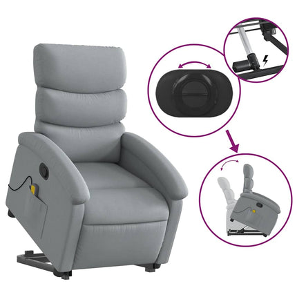 Stand up Massage Recliner Chair Light Gray Fabric