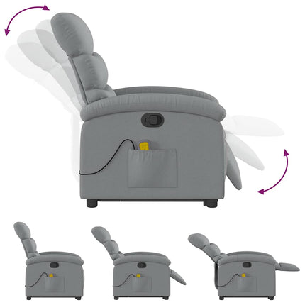 Stand up Massage Recliner Chair Light Gray Fabric