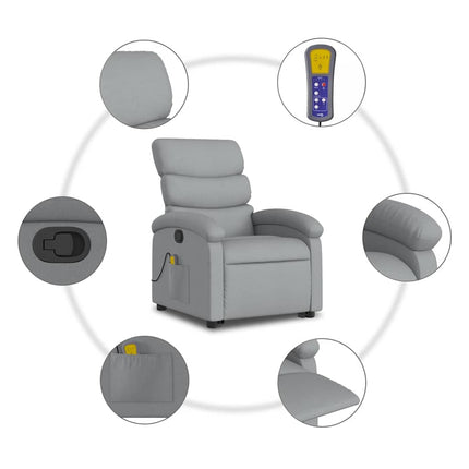 Stand up Massage Recliner Chair Light Gray Fabric