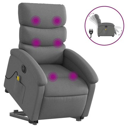 Electric Stand up Massage Recliner Chair Dark Gray Fabric