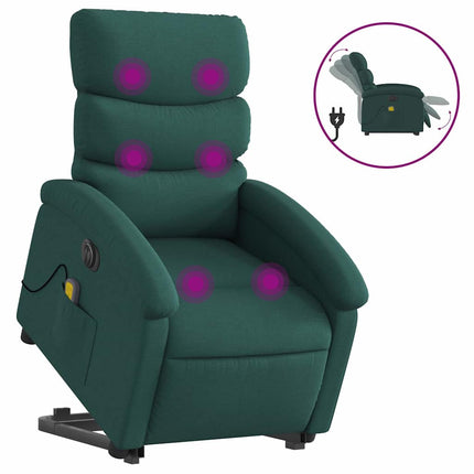 Electric Stand up Massage Recliner Chair Dark Green Fabric