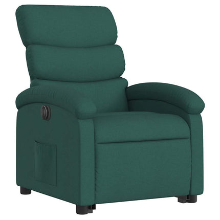 Electric Stand up Massage Recliner Chair Dark Green Fabric