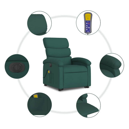 Electric Stand up Massage Recliner Chair Dark Green Fabric