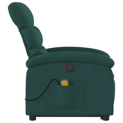 Electric Stand up Massage Recliner Chair Dark Green Fabric