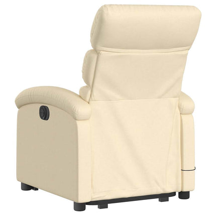 Electric Stand up Massage Recliner Chair Cream Fabric
