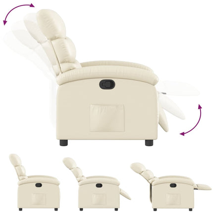 Recliner Chair Cream Faux Leather