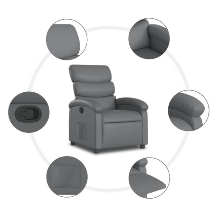 Recliner Chair Grey Faux Leather