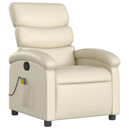 Massage Recliner Chair Cream Faux Leather